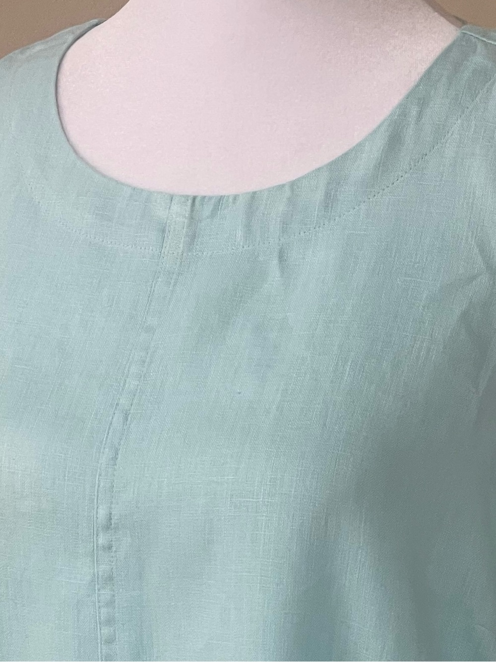 J. Jill Love 100% Linen Light Aqua/Mint Sleeveless Shift Dress Sz S Pockets - Picture 5 of 11